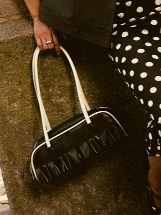 RUFFLE TRIM SHOULDER BAG