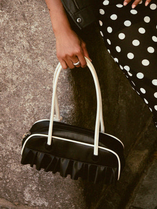 RUFFLE TRIM SHOULDER BAG