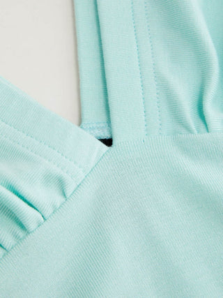 V-neck Batwing Sleeve Ruched Slim Tee