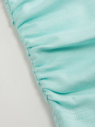V-neck Batwing Sleeve Ruched Slim Tee