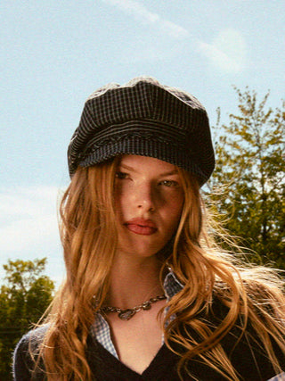 PLAID BAKER BERET HAT