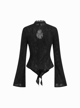 Of The Times Lace Ruffle Cutout Top