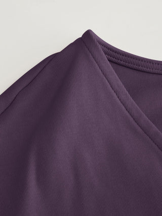 Cotton-blend V-neck Surplice Bell Sleeve Top