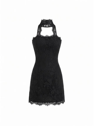 Lace Strapless Halter Neck Mini Dress
