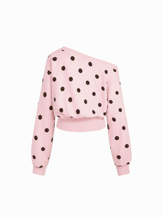 Cotton-blend Asymmetrical Neck Ruched Cinched Waist Sweatshirt