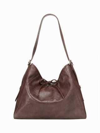 BOWKNOT CRINKLED FAUX LEATHER TOTE BAG