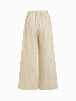 Stripe Square Neck Tank Top & Drawstring Wide Leg Trousers Set