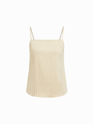 Stripe Square Neck Tank Top & Drawstring Wide Leg Trousers Set