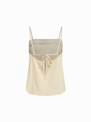 Stripe Square Neck Tank Top & Drawstring Wide Leg Trousers Set