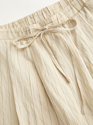Stripe Square Neck Tank Top & Drawstring Wide Leg Trousers Set