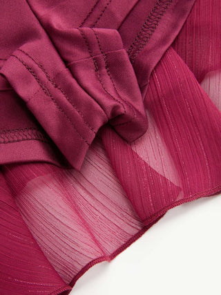 Satin Low Rise Sequin Textured Layered Ruffle Mini Skirt