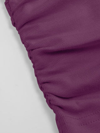 V-neck Batwing Sleeve Ruched Slim Tee