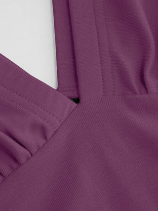V-neck Batwing Sleeve Ruched Slim Tee