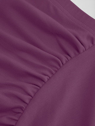 V-neck Batwing Sleeve Ruched Slim Tee