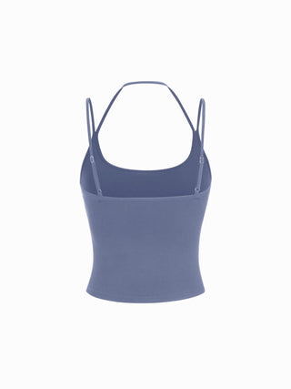 Cotton-blend Halter Neck Double Strap Cami Top