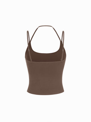 Cotton-blend Halter Neck Double Strap Cami Top
