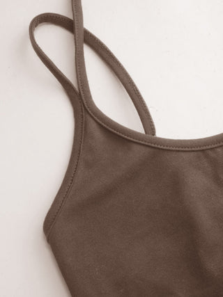 Cotton-blend Halter Neck Double Strap Cami Top