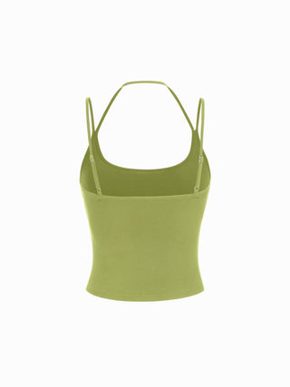 Cotton-blend Halter Neck Double Strap Cami Top