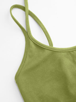 Cotton-blend Halter Neck Double Strap Cami Top