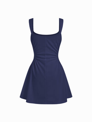 Scoop Neck Ruched A-line Tank Mini Dress