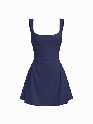 Scoop Neck Ruched A-line Tank Mini Dress