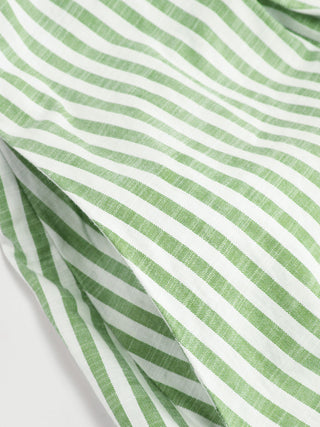 Cotton-blend Striped Mid-length Sleeve Draped Shirt Maxi Dress