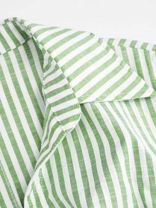 Cotton-blend Striped Mid-length Sleeve Draped Shirt Maxi Dress