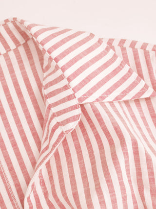 Cotton-blend Striped Mid-length Sleeve Draped Shirt Maxi Dress