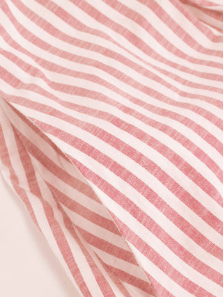 Cotton-blend Striped Mid-length Sleeve Draped Shirt Maxi Dress