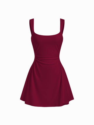 Scoop Neck Ruched A-line Tank Mini Dress