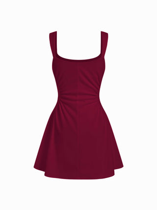 Scoop Neck Ruched A-line Tank Mini Dress