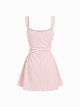 Scoop Neck Ruched A-line Tank Mini Dress