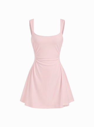 Scoop Neck Ruched A-line Tank Mini Dress