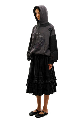 [Moromoro2] Rhinestone Patchwork Hoodie