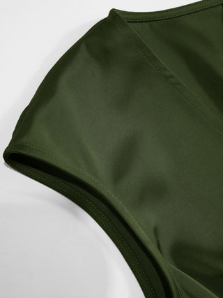 Satin V-Neck Ruched Bowknot Tank Blouse