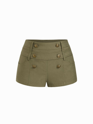 Low Rise Metal Button Sailor Micro Shorts