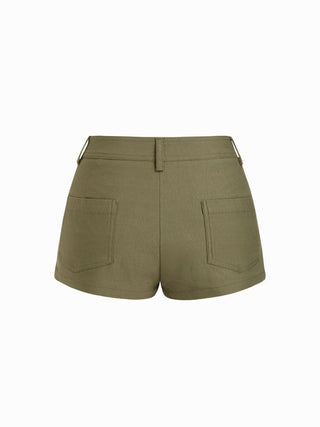 Low Rise Metal Button Sailor Micro Shorts