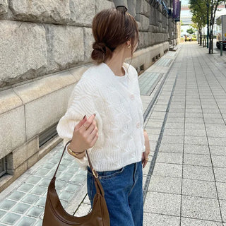 Waffle Cable Knit Cardigan