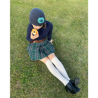 Checked pleated mini skirt