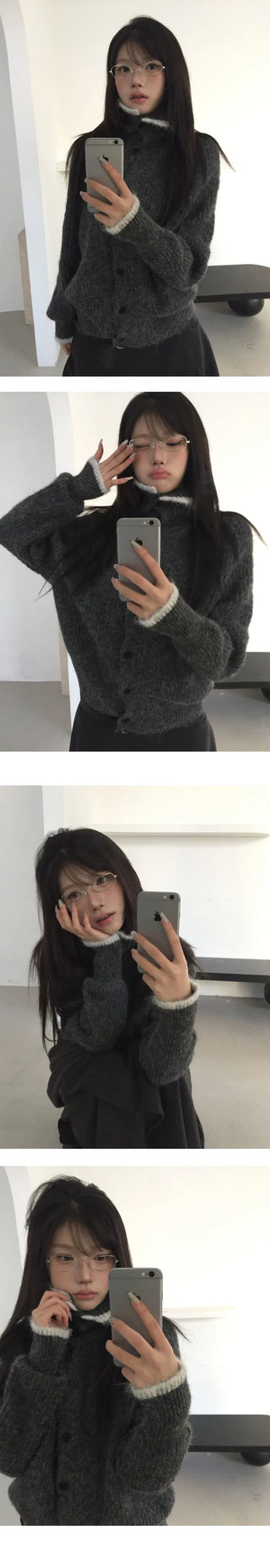 Corak High Neck Wool Knitwear Cardigan - 3 Colors