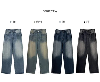 4-Season Sole Wide Denim Pants - 4 Colors
