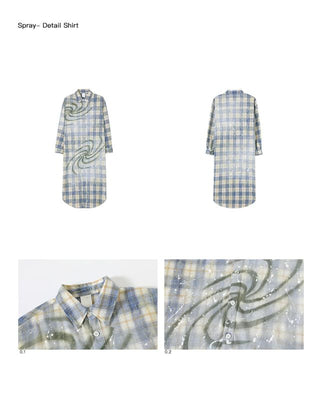 CONP Spray-Detail Long Shirt (Blue)