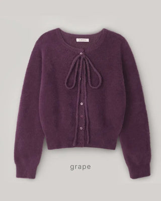 (4 colors) Ribbon Strap Fur Cardigan