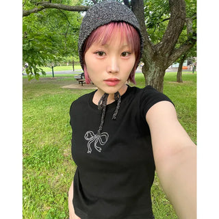 Cubic Ribbon Short-Sleeved T-Shirt
