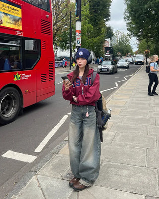 Wide denim pants