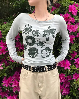 Flower Print Slim Fit T-Shirt