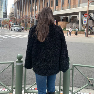 V-neck boa jacket