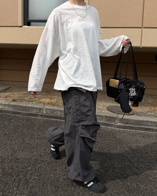 Cargo wide nylon pants