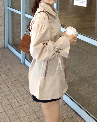 Double-breasted half trench coat