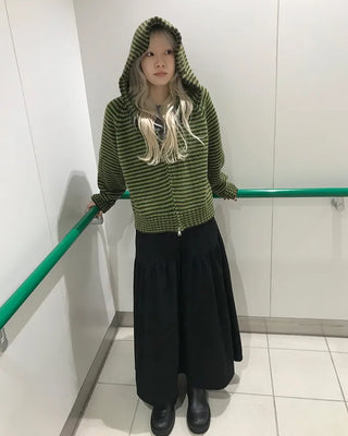 Striped knit hoodie